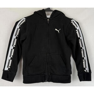 Kids Puma Hoddie Size 6 ~ Full Zip ~ Logo Sleeves ~ Black